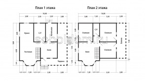 Дом из бруса Д-141, 10x9 м.