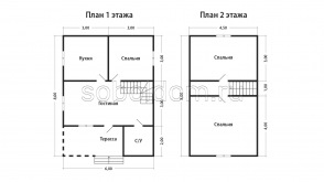 Каркасный дом К-142, 6x8 м.