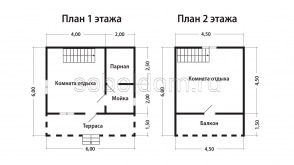 Баня из бруса Б-39, 6x6 м.