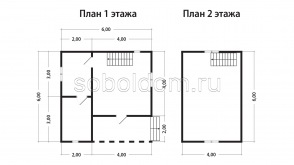 Баня из бруса Б-19, 6x6 м.
