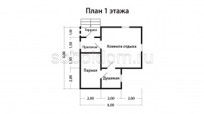 Каркасная баня К-26, 6x6 м.