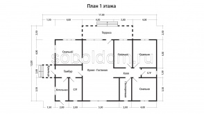 Дом из бруса Д-260, 12х17 м.