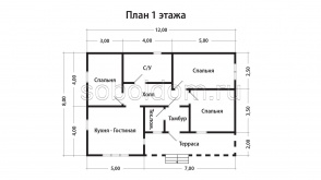 Дом из бруса Д-277, 8х12 м.