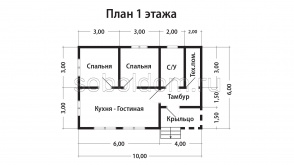 Дом из сухого бруса Д-281, 6х10 м.