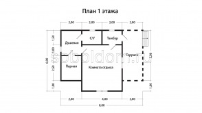 Баня из бруса Б-66, 6х8 м.