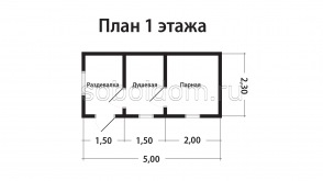 Мобильная баня Б-7, 2,3х5 м.