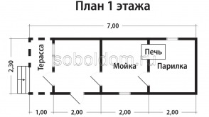 Мобильная баня Б-4, 2,3х7 м.