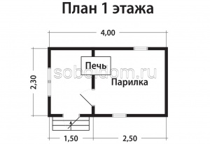 Мобильная баня Б-1, 2,3х4 м.