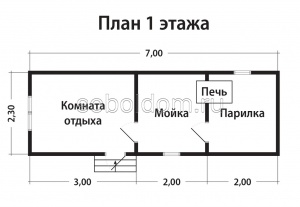 Мобильная баня Б-6, 2,3х7 м.