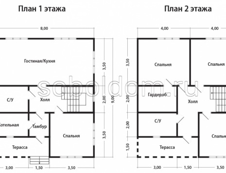 Фото готовых работ - Каркасный дом 8,0 х 9,0 м (К-166)