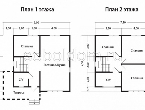 Фото готовых работ - Каркасный дом 7,5 х 7,5 м (Проект К-186)