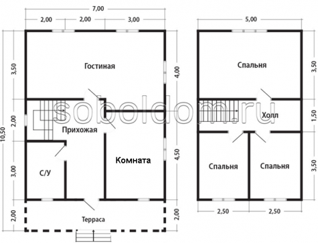 Фото готовых работ - Каркасный дом 7х10,5 м, с мансардой