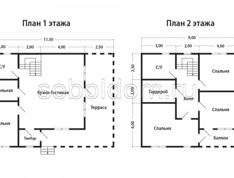 Фото готовых работ - Каркасный дом 8,5х11,5 м (К-162)