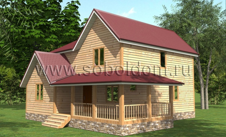 Дом из клееного бруса Д-67, 10x10 м.