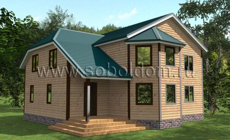 Дом из клееного бруса Д-68, 13x11,9 м.