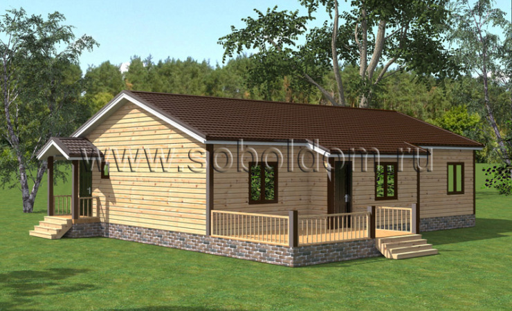 Дом из клееного бруса Д-71, 14,5x12 м.