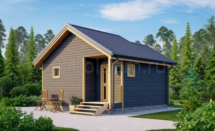 Баня из бруса Б-26, 6x6 м.